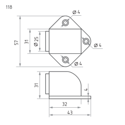 Ограничитель дверной 118 (ст.бронза)  "Нора-М"
