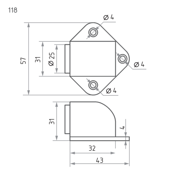 Ограничитель дверной 118 (ст.бронза)  "Нора-М"