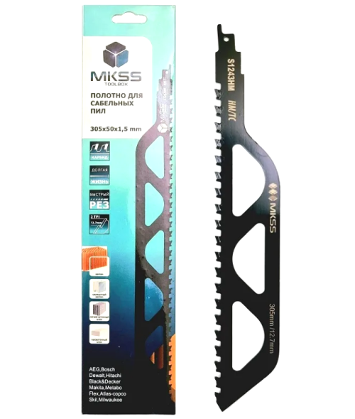 Полотно MKSS для сабельной пилы S1243HM 20TC по газобетону 305*50*1,5*12,7мм