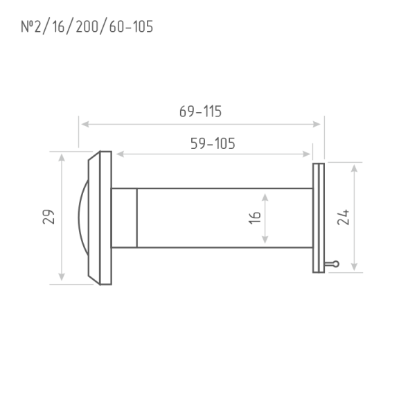 Глазок дв. №2/16/200/65-105 (хром)  "Нора-М"