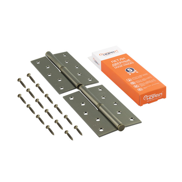 Петля сталь 750-5" (брон.покр.)левая (125*75*2,7) №2  "Нора-М"