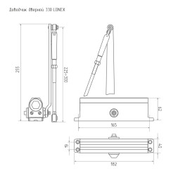 Доводчик дверной LONEX 330 (от 50 до 120 кг) (белый) морозостойкий