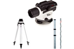 КОМПЛЕКТ Нивелир оптический ADA Ruber 32+ Рейка нивелирная телескопическая ADA STAFF 3 + Штатив алюм