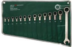 515141 Набор ключей комб.трещоточных 14шт. (7,8,10,11,12,13,14,15,16,17,18,1922,24мм) тетрон сумка