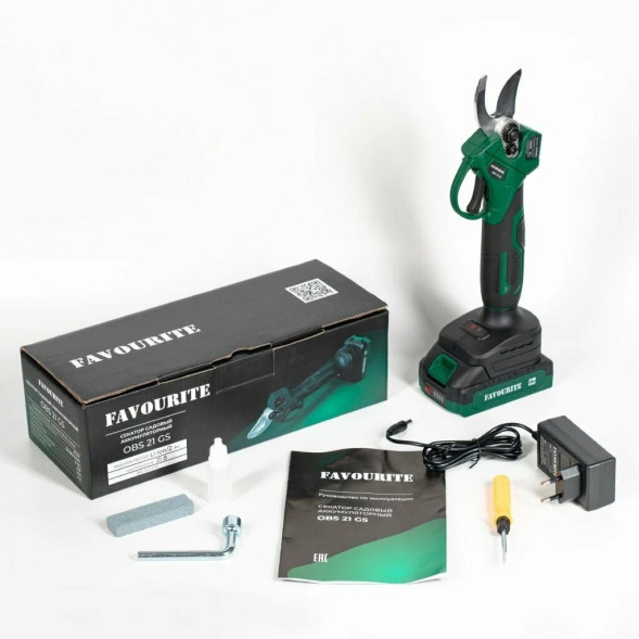 Секатор садовый OBS 21 GS акк. 21В, 2Ач, 25мм, бесщёточный FAVOURITE