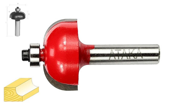 Фреза Атака 561222 кромочная калевочная  D 8хR6.35 мм. =38190=