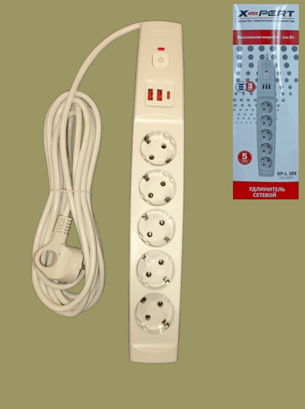 Удлинитель-фильтр USB 3м 5 гнезд X-pert (309)
